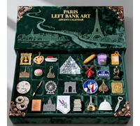 2025 Paris Left Bank Art Advent Calendar, With 24 Miniature Paris Landmarks & Food Elements, Left Bank Holiday Countdown Gift Box with Display Scene, Immersive Parisian Christmas Décor (1pcs)