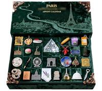 2025 Paris LeftBank Art Advent Calendar with 24 Miniature Parisian Landmarks & Food Elements, Immersive French Art Prints & Trinkets for Arts Travel Lovers (1Set)