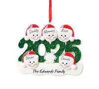 2025 Personalised Christmas Decorations, Christmas Tree Bauble with Names Family of 2,3,4,5,6, Xmas Tree Ornament Snowman Personalised Baubles Gifts for Family Home