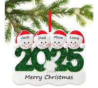 2025 Personalised Christmas Decorations Personalised Christmas Tree Snowman Baubles with Names for Family of 2-6 Personalised Xmas Tree Ornaments Keepsake for Family Home (Family of 4)