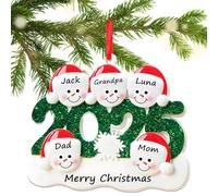 2025 Personalised Christmas Decorations Personalised Christmas Tree Snowman Baubles with Names for Family of 2-6 Personalised Xmas Tree Ornaments Keepsake for Family Home (Family of 5)