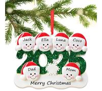2025 Personalised Christmas Decorations Personalised Christmas Tree Snowman Baubles with Names for Family of 2-6 Personalised Xmas Tree Ornaments Keepsake for Family Home (Family of 6)