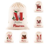 2025 Personalised Christmas Santa Sack with Name Personalized Christmas Drawstring Gift Bags Xmas Wrapping Gift Bags for Holiday Presents Party Decorations Under Tree