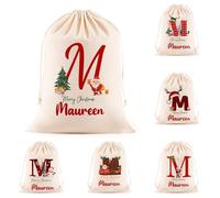 2025 Personalised Christmas Santa Sack with Name Personalized Christmas Drawstring Gift Bags Xmas Wrapping Gift Bags for Holiday Presents Party Decorations Under Tree