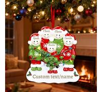 2025 Personalised Family Christmas Baubles - Custom Engraved Snowman Tree Decorations with Your Names, Festive Hanging Ornaments for Families of 2-6 (Family of 5)