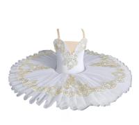 2025 Pink Girls Professional Ballet Tutus, Pancake Ballerina Competition Dress Child Swan Lake Ballet Dress Dance Clothes,White,180