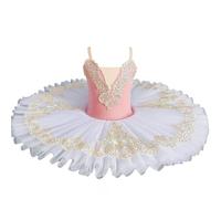 2025 Pink Girls Professional Ballet Tutus, Pancake Ballerina Competition Dress Child Swan Lake Ballet Dress Dance Clothes,Pink,120