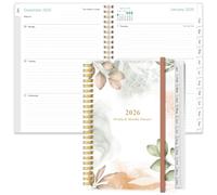 2025 Planner - A5 Weekly & Monthly Planner & Journal to Track Goals, January 2025 - December 2025, Medium 5.8" x 8.5", Rose Leaf