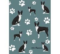 2025 Planner: Boston Terrier Dog Paw Prints - Dated Weekly and Monthly Page Views With Space For Notes
