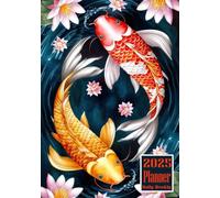 2025 Planner: Koi fish themed Cover Daily Weekly Diary 12 Month Calendar Vision board Schedule Organizer Goals Address Contact Notes