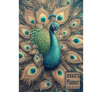 2025 Planner: Peacock Bird themed Cover Daily Weekly Diary 12 Month Calendar Vision board Schedule Organizer Goals Address Contact Notes