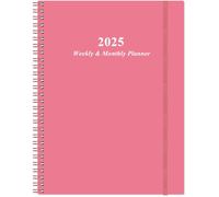 2025 Planner - Planner 2025 from January 2025 to December 2025 with 12 Monthly Tabs, Flexible Cover, Inner Pocket, 8.5" x 11", Pink