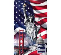 2025 Planner Pocket Size: American Flag themed Cover Daily Weekly Diary 12 Month Calendar Vision Mission Board Schedule Organizer Goals Appointment Notes