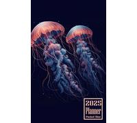 2025 Planner Pocket Size: Jellyfish Fish themed Cover Daily Weekly Diary 12 Month Calendar Vision Mission Board Schedule Organizer Goals Appointment Notes