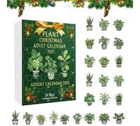 2025 Plant Advent Calendar, 24 Days Christmas Countdown Box with 24 Acrylic Green Plant Ornaments, Holiday Home Decor Gift for Plant Lovers, Gardeners & Nature Fans