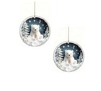 2025 Polar Bear Christmas Ornament, 2D Acrylic Hanging Xmas Decor for Animal Lovers, White Winter Wonderland Ornament, Xmas Seasonal Hanging Home Décor