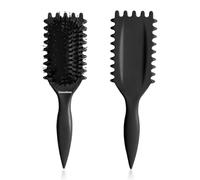 2025 Premium Boar Bristle Curly Hair Brush Upgrade Version Curl Defining Brush, for Men Women Girls Curls, Reduce Hair Pulling Frizz, Ergonomic Design and Comfortable,Black