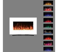 2025 PREMIUM PRODUCT TruFlame 36inch White Wall Mounted Electric Fire with 10 colour Flames (Pebbles, Logs and Crystals)!
