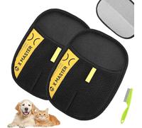 2025 Pro Pet Hair Removal Glove 2pcs with Flea Comb, 3 in 1 Electrostatic Gloves Pet Hair Remover Glove Viorane Electrostatic Pet Hair Remover Mitt for Pet Dog Cat Furniture Car Fur Removal(XXL)