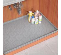 2025 Pro Sevenblue Waterproof Under Sink Mat, 22" x 19" Under Sink Liner and Protector for Bottom of Kitchen Sink, Bathroom Silicone Basin Undersink Mat Cabinet Shelf Drip Tray (Grey, 22" L×19" W)