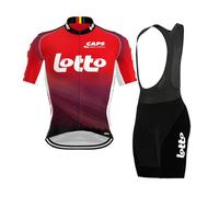 2025 Pro Team LOTTO Cycling Jersey Set For Men,Breathable MTB Road Bike Shirt Paddad Bib Short Kits (M)