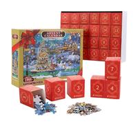 2025 Puzzle Advent-Calendar, 1008 Pieces Christmas Night Theme Countdown Calendar, 24 Days Countdown to Christmas-Vacation Funny Jigsaw Puzzles, Home Decor G-ifts for Kids and Adults