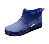 2025 PVC Water Shoes Men's Dining Car Washing Low Top Slip Work Shoes Kitchen Insulated Bog Boots Men (Blue, 7.5)