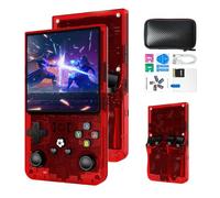 2025 R36MAX Retro Handheld Game Console with 128GB, 4.0 Inch IPS Screen, Open Source Linux System, Portable Video Gaming Console Built-in 21000+ Classic Games for Adults, Teens (Red Translucent)