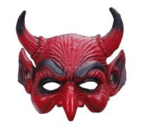 2025 Red Devil Mask PU Half Face Cover Halloween Cosplay Prop