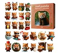 2025 Red Pandas Christmas Advent Calendar, 24 Days Holiday Countdown Calendar with 2D Acrylic Cute Panda Christmas Collectible Hanging Ornaments, Gift for Panda Lovers, Children (Orange)