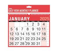 2025 Red Spiral Bound Easy View Monthly Planner Wall Hanging 1 Month Per Page Calendar