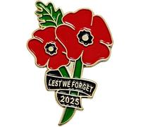2025 Remembrance Day Red Poppy Pin Badge Brooch Lest We Forget Lapel Pin
