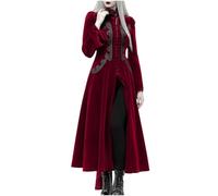 2025 Renaissance Dresses Women's Medieval Maxi Dress with Embroidery Stand-Up Collar Long Sleeve Ball Dress with Slit Vintage Witches Medieval Dress Fashion Party Dress Halloween & Carnival Dress