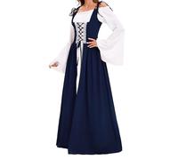 2025 Renaissance Dresses Women's Medieval Maxi Dress Women's Trumpet Sleeves Vintage Victorian Clothing 3 Pieces Retro Pleated Dress Halloween Carnival Party Outfit Princess Outfit Fancy Dress