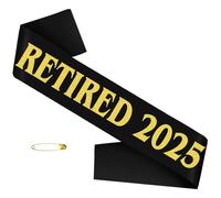2025 Retirement Celebration Sash, Black Gold "RETIRED 2025" Retired Sash for Men or Women, The Legend Has Retired Sash for Retirement Party Decorations, Supplies, Gifts(Black + Gold)