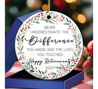 2025 Retirement Christmas Ornament - Ceramic Happy Retirement Gift for Women & Men - First Christmas Retired Keepsake for Coworker, Boss, Employee, Teacher, Nurse