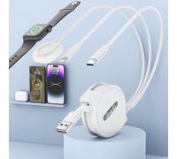 2025 Retractable iWatch Charger for Car, 3 in 1 Retractable Multi Apple Watch Charger, USB Charging Cable 3 Chargers Simultaneous 3A Rapid for Apple Watch Series, iPhone & Pad Series Galaxy (Black)