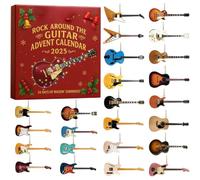 2025 Rock Around the Guitar Advent Calendar, 24 Days Christmas Countdown Calendar with 24 Different Guitar Ornaments, Countdown Surprise Gifts for Musicians, Guitars Lovers & Collectors