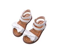 2025 Sandals Girls Girls Sandals Summer Bowknot Slippers Small with Soft Sole Roman Summer Children Princess Shoes Wellington Boots, White, 10 UK Child