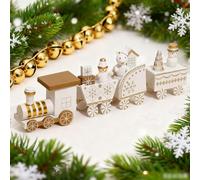 2025 Santa’s Train Set, Santa Christmas Wood Train Gift Holder, Santa's Gift Trains Festive Cardboard Toy Trains for Presents & Treats 18CM (WH)