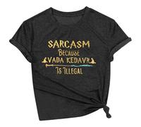 2025 Sarcasm Because Avada Kedavra is Illegal T Shirts for Women Short Sleeve Gym Summer Casual Tops Trendy Graphic Tee Shirts Loose Cute Letter Basic Tees Shirts Going Out Magic Black