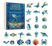 2025 Sea Glass Marine Life Aḋvènt Cäleñdar - 2D Acrylic Animals Christmas Countdown Calendar, 24 Days Ocèan-themed Cute Realistic Creatures | Holiday Party Favor, Family Fun Activity For Kids, Teens