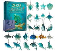 2025 Sea Glass Marine Life Advent Calendar, 24 Days Christmas Countdown Calendar with 24 Cute Ocean Animals Decoration, Realistic Design Sea Glass Advent Calendar, for Ocean Lovers & Home Decor (1pc)