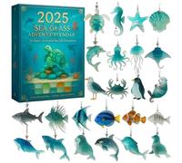 2025 Sea Glass Marine Life Advent Calendar, 24 Days Ocean-Themed Christmas Countdown Calendar, Christmas Tree Decoration, For Ocean Lovers & Collectors