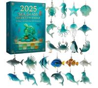 2025 Sea Glass Marine Life Advent Calendar, The Sea Glass Christmas Tree Advent Calendar Makes, 24 Adorable Realistic Ocean Animals,Christmas Tree Decoration, Beach-Themed Holiday Countdown Decor