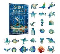 2025 Sea Glass Marine Life Advent Calendars, 24 Days Ocean-themed Countdown Calendar With 24 Ocean-themed Ornament, Surprise Gifts for Ocean Lovers, Kids & Collectors