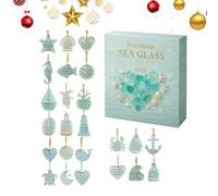 2025 Sea Glass Marine Life Countdown Calendar,10.24x7.09x1.18 Inches 24 Days 2D -themed Christmas Countdown Calendar With 24 Adorable Realistic Animals Decoration, For Kids & Collectors