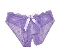 2025 - Sexy Low Waist Lace Underwear for Women with High Aesthetic Value. Be careful about Triangle Pants with Machine Opening Crotch Lace Underwear Women's Set, Rose Gold, M
