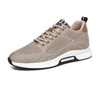 2025 Shoes Men's Mesh Trainers Men's Invisible Lifting Breathable Sports Shoes with Lacing Soft Sole Trainers Outdoor Ultralight Running Shoes Simple Hiking Shoes Raising Shoes for Men, khaki, 9.5 UK