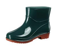 2025 Short Rain Boots for Womens Ankle Rainboot Slip On Garden Boot Ladies Rubber Outside Work with Comfort Rubber Sneaker (Green, 4.5)